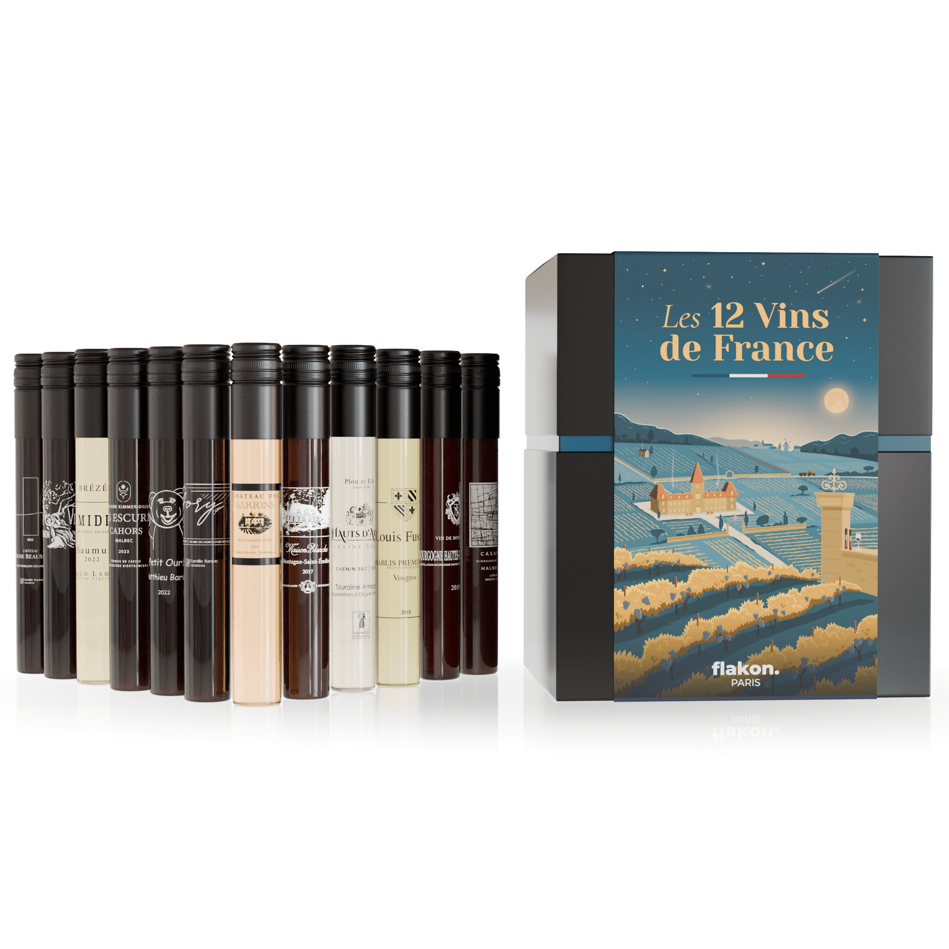 12 vins de France en tubes de 10 cl