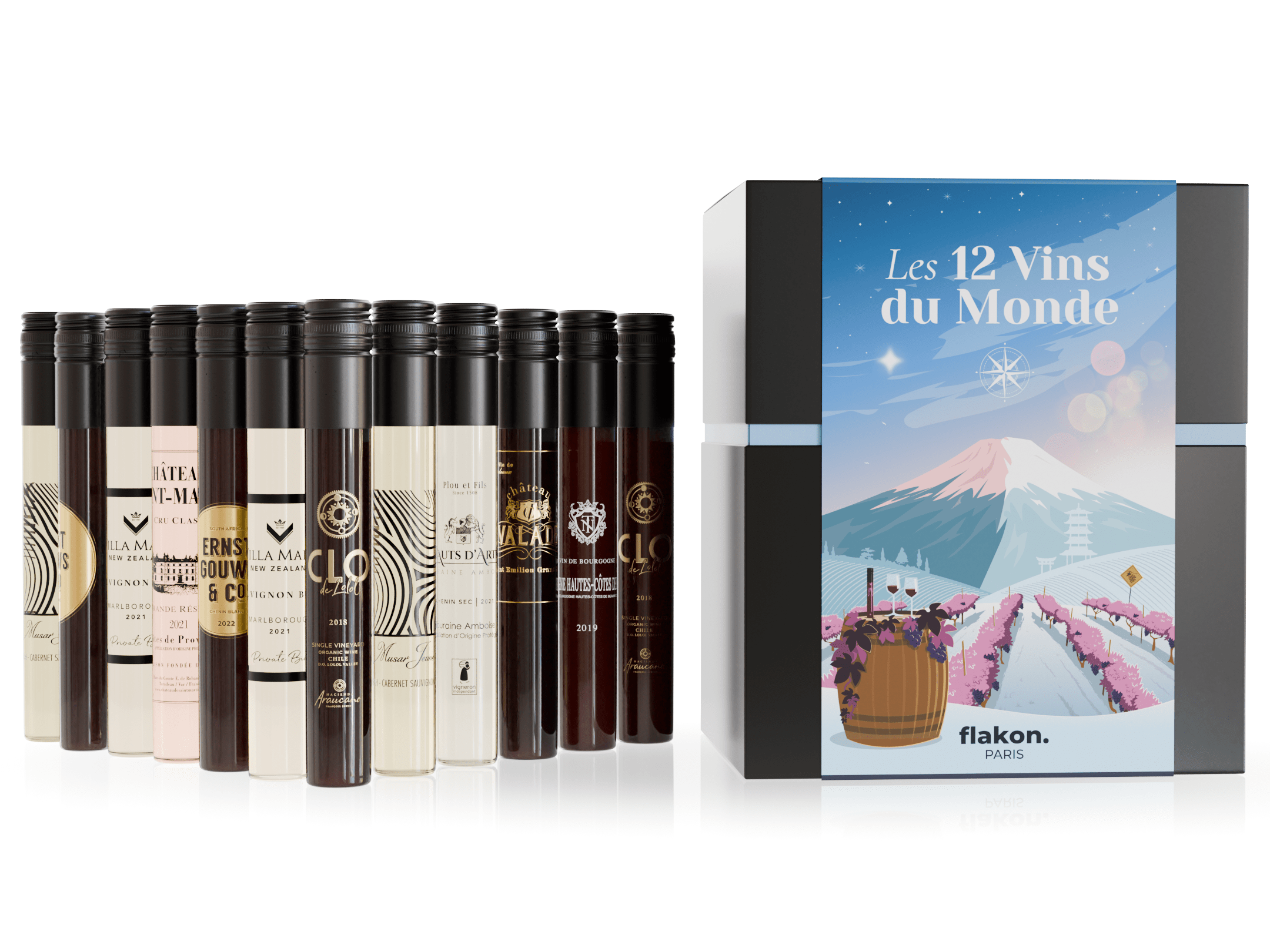 12 vins du Monde en tubes de 10 cl