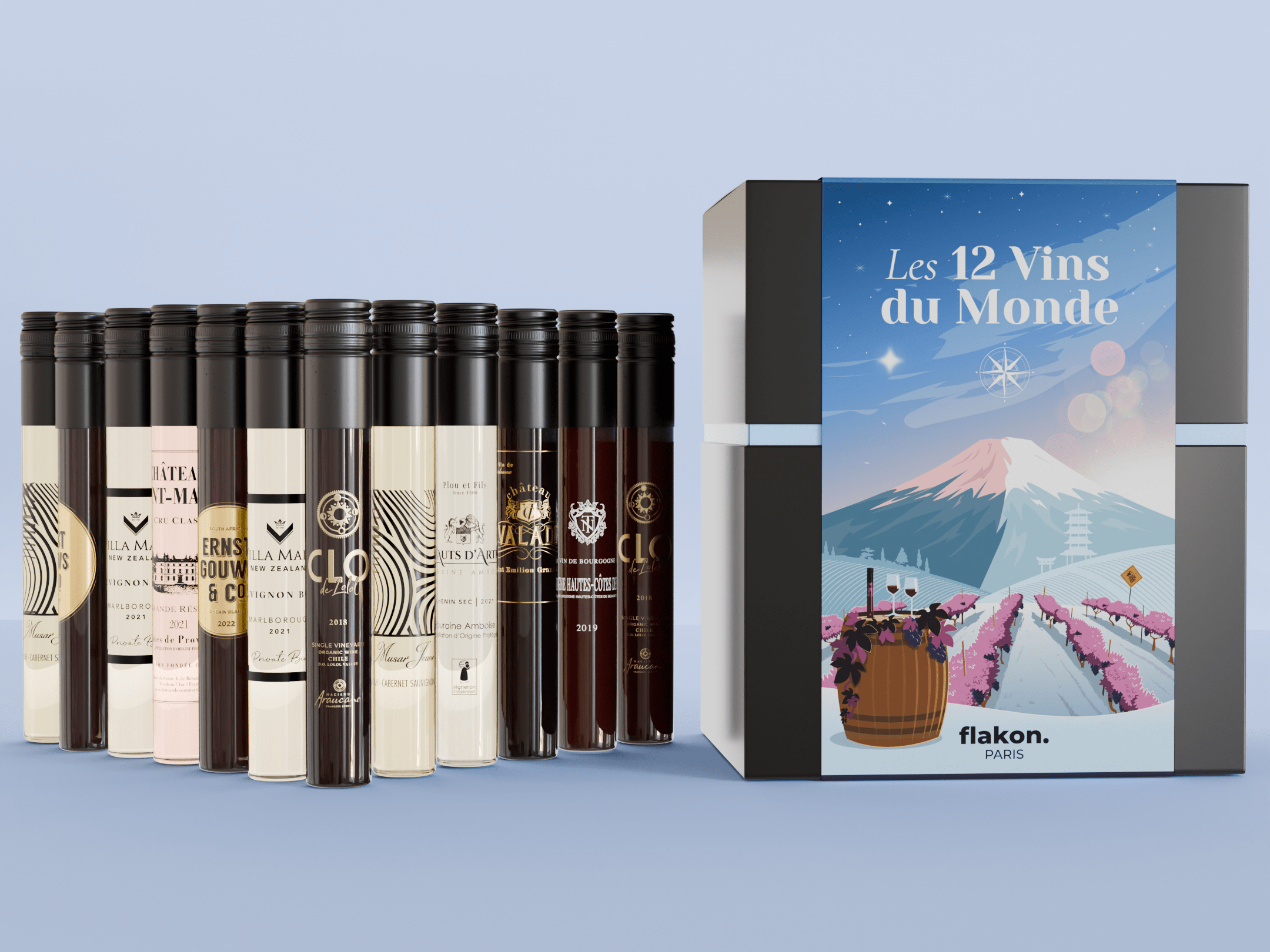 12 vins du Monde en tubes de 10 cl