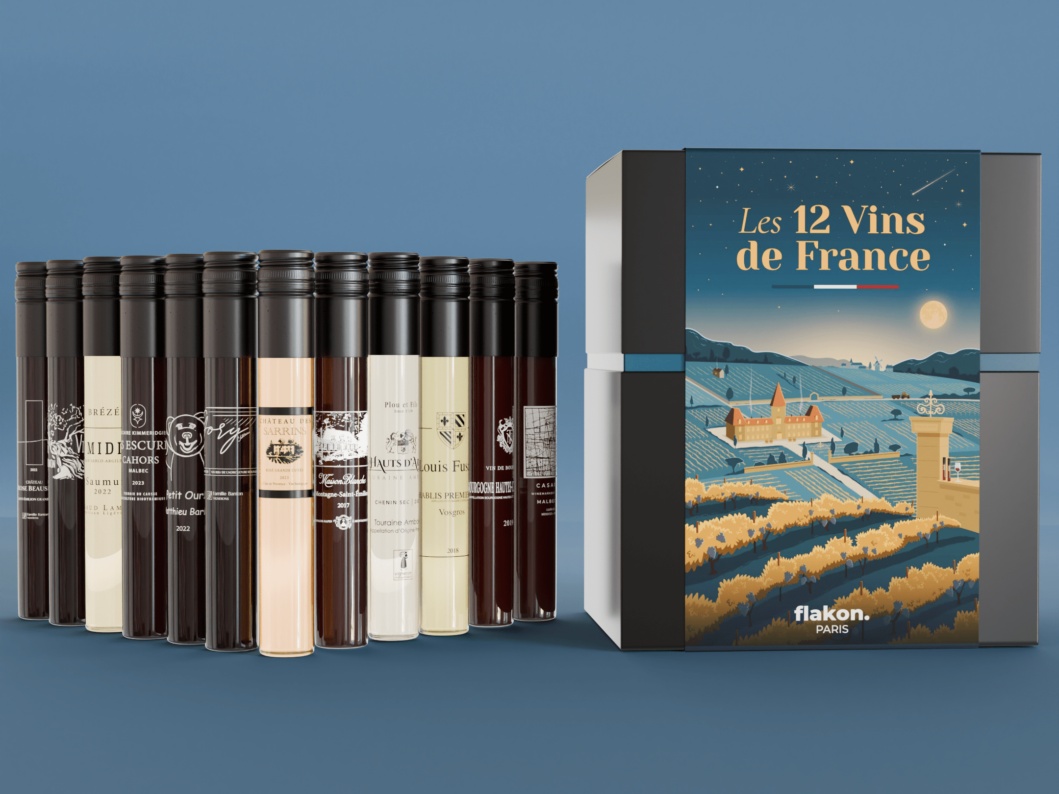 12 vins de France en tubes de 10 cl