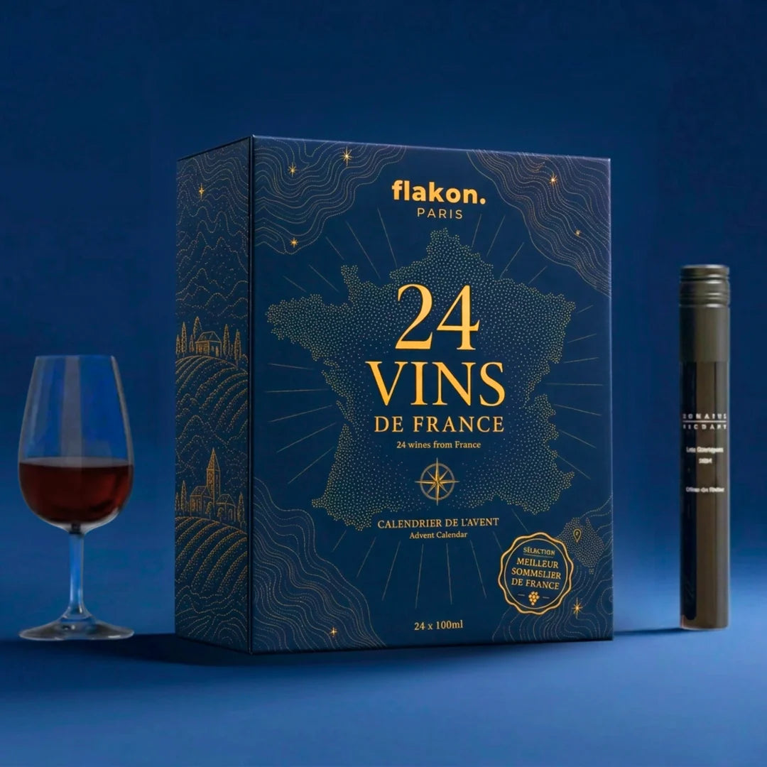 Calendrier avent vin 24 vins de France Flakon