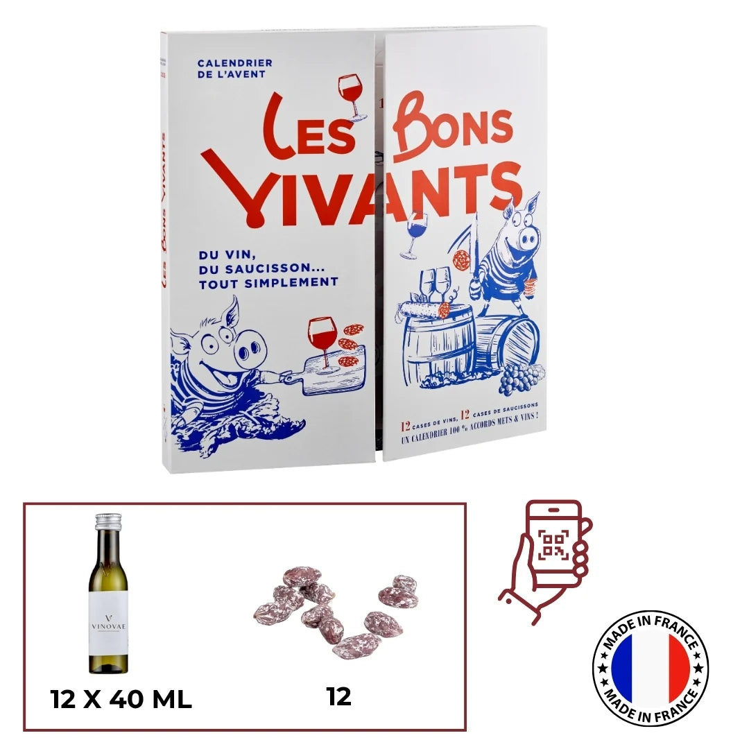 Calendario de Adviento de 12 salchichones y 12 vinos - Les bons vivants