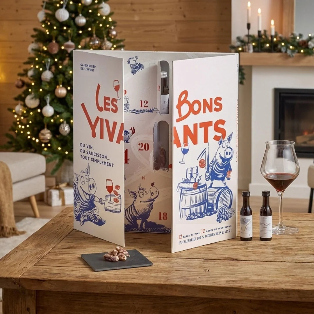 Calendario de Adviento de 12 salchichones y 12 vinos - Les bons vivants